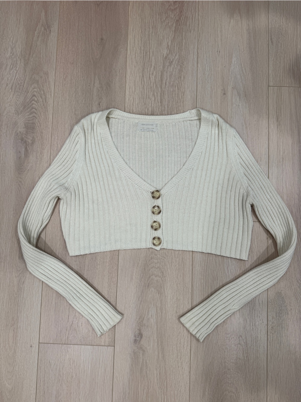 Urban Outfitters Ribbed Cream Button-Front Women’s Sweater